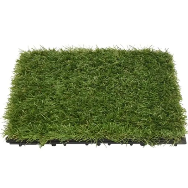 Clearance The Living Store kunstgræsfliser 11 stk. 30x30 cm grøn - Kunstig flora Havedekorationer