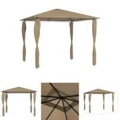 New The Living Store med stolpeovertræk 3x3x2,6 m 160 g/m² gråbrun - Festtelte & havepavilloner Telte & Lysthuse