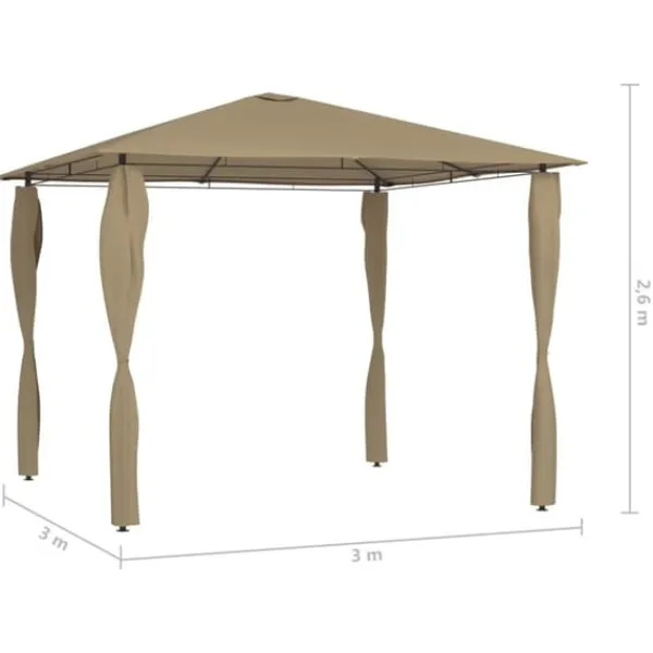 New The Living Store med stolpeovertræk 3x3x2,6 m 160 g/m² gråbrun - Festtelte & havepavilloner Telte & Lysthuse