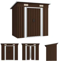 Online The Living Store opbevaringsskur til haven 194x121x181 cm stål brun - Skure & Redskabsskure Skure, Garager & Carports
