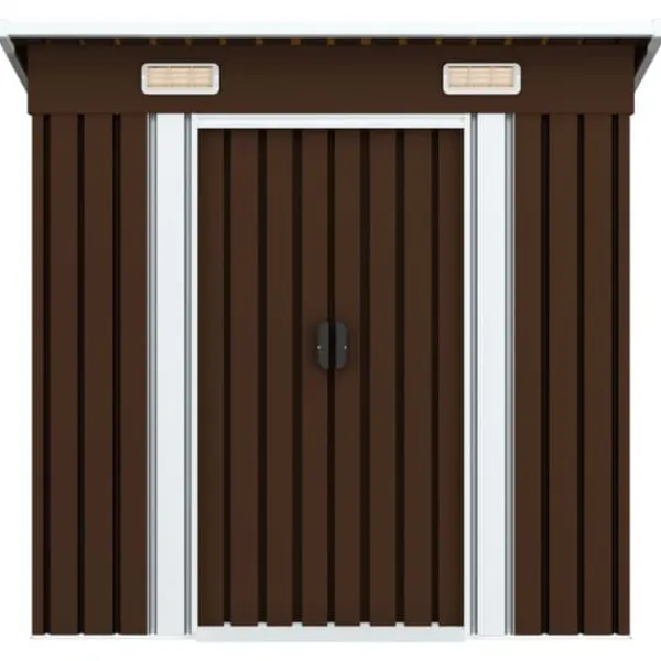 Online The Living Store opbevaringsskur til haven 194x121x181 cm stål brun - Skure & Redskabsskure Skure, Garager & Carports