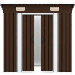Online The Living Store opbevaringsskur til haven 194x121x181 cm stål brun - Skure & Redskabsskure Skure, Garager & Carports