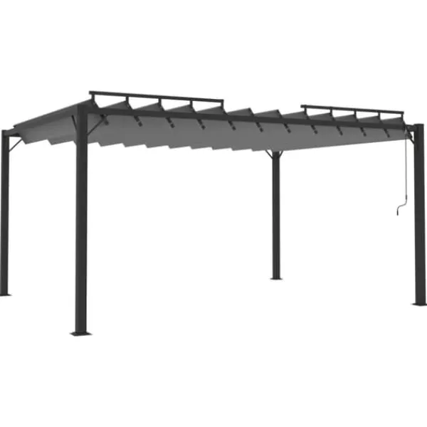 Buer, Spalier, Lysthuse Uden Tag^The Living Store pavillon med lameltag 3x4 m aluminium og stof antracitgrå - Festtelte & havepavilloner