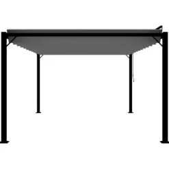 Buer, Spalier, Lysthuse Uden Tag^The Living Store pavillon med lameltag 3x4 m aluminium og stof antracitgrå - Festtelte & havepavilloner