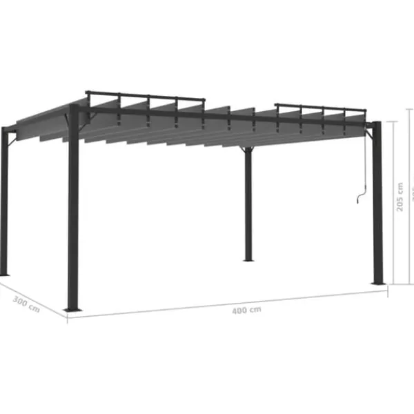 Buer, Spalier, Lysthuse Uden Tag^The Living Store pavillon med lameltag 3x4 m aluminium og stof antracitgrå - Festtelte & havepavilloner