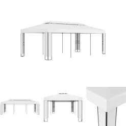 Outlet The Living Store pavillon med dobbelttag 3x6 m hvid - Festtelte & havepavilloner Telte & Lysthuse