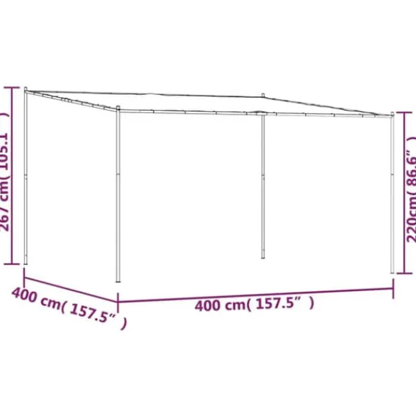 Clearance The Living Store pavillon 4x4 m 180 g/m² stof og stål hvid - Festtelte & havepavilloner Buer, Spalier, Lysthuse Uden Tag