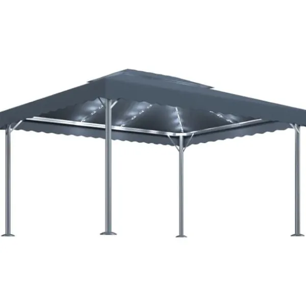 Hot The Living Store pavillon med LED-lyskæder 400x300 cm aluminium antracitgrå - Festtelte & havepavilloner Telte & Lysthuse