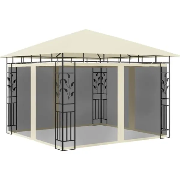 Telte & Lysthuse^The Living Store pavillon med myggenet 3x3x2,73 m 180 g/m² cremefarvet - Festtelte & havepavilloner
