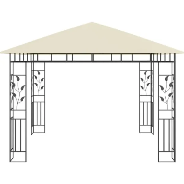 Telte & Lysthuse^The Living Store pavillon med myggenet 3x3x2,73 m 180 g/m² cremefarvet - Festtelte & havepavilloner