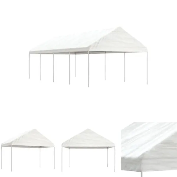 Telte & Lysthuse^The Living Store pavillon med tag 8,92x4,08x3,22 m polyethylen hvid - Festtelte & havepavilloner