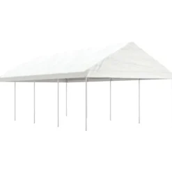 Telte & Lysthuse^The Living Store pavillon med tag 8,92x4,08x3,22 m polyethylen hvid - Festtelte & havepavilloner