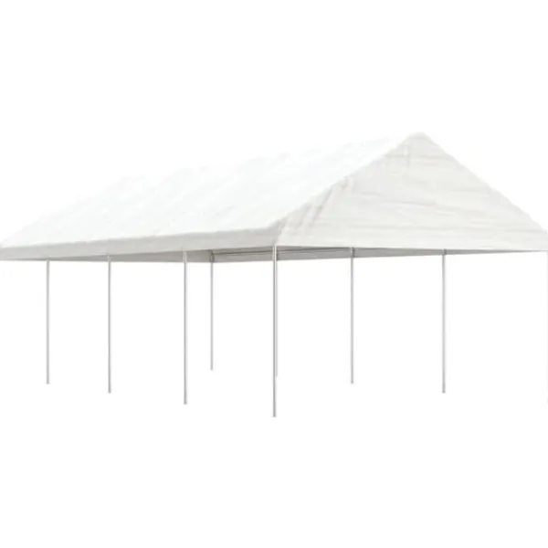 Telte & Lysthuse^The Living Store pavillon med tag 8,92x4,08x3,22 m polyethylen hvid - Festtelte & havepavilloner