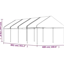 Telte & Lysthuse^The Living Store pavillon med tag 8,92x4,08x3,22 m polyethylen hvid - Festtelte & havepavilloner