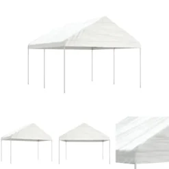 Telte & Lysthuse^The Living Store pavillon med tag 4,46x4,08x3,22 m polyethylen hvid - Festtelte & havepavilloner