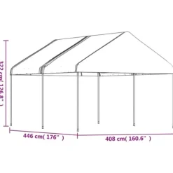 Telte & Lysthuse^The Living Store pavillon med tag 4,46x4,08x3,22 m polyethylen hvid - Festtelte & havepavilloner