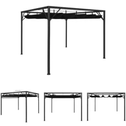 Hot The Living Store pavillon med sammenrulleligt tag 3x3 m antracitgrå - Festtelte & havepavilloner Buer, Spalier, Lysthuse Uden Tag