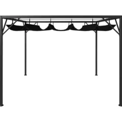 Hot The Living Store pavillon med sammenrulleligt tag 3x3 m antracitgrå - Festtelte & havepavilloner Buer, Spalier, Lysthuse Uden Tag
