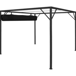 Hot The Living Store pavillon med sammenrulleligt tag 3x3 m antracitgrå - Festtelte & havepavilloner Buer, Spalier, Lysthuse Uden Tag