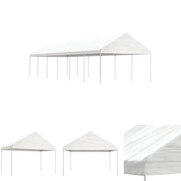 Telte & Lysthuse^The Living Store pavillon med tag 13,38x4,08x3,22 m polyethylen hvid - Festtelte & havepavilloner