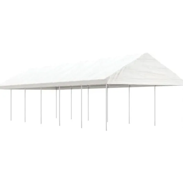 Telte & Lysthuse^The Living Store pavillon med tag 13,38x4,08x3,22 m polyethylen hvid - Festtelte & havepavilloner