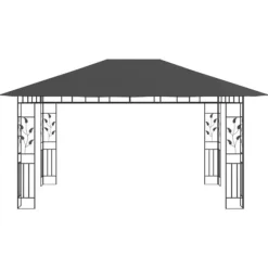 Telte & Lysthuse^The Living Store pavillon med myggenet og LED-lyskæder 4x3x2,73 m antracitgrå - Festtelte & havepavilloner
