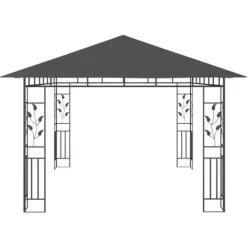 Telte & Lysthuse^The Living Store pavillon med myggenet og LED-lyskæder 4x3x2,73 m antracitgrå - Festtelte & havepavilloner