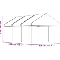 The Living Store pavillon med tag 6,69x4,08x3,22 m polyethylen hvid - Festtelte & havepavilloner Telte & Lysthuse