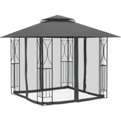 Outlet The Living Store pavillon med sidevægge 300x300x270 cm stål antracitgrå - Festtelte & havepavilloner Telte & Lysthuse