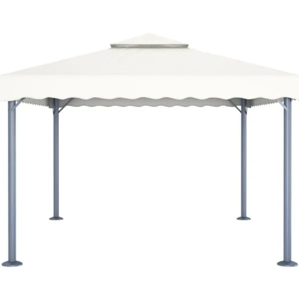 Clearance The Living Store pavillon med LED-lyskæder 400x300 cm aluminium cremefarvet - Festtelte & havepavilloner Telte & Lysthuse