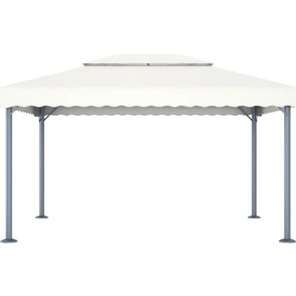 Clearance The Living Store pavillon med LED-lyskæder 400x300 cm aluminium cremefarvet - Festtelte & havepavilloner Telte & Lysthuse