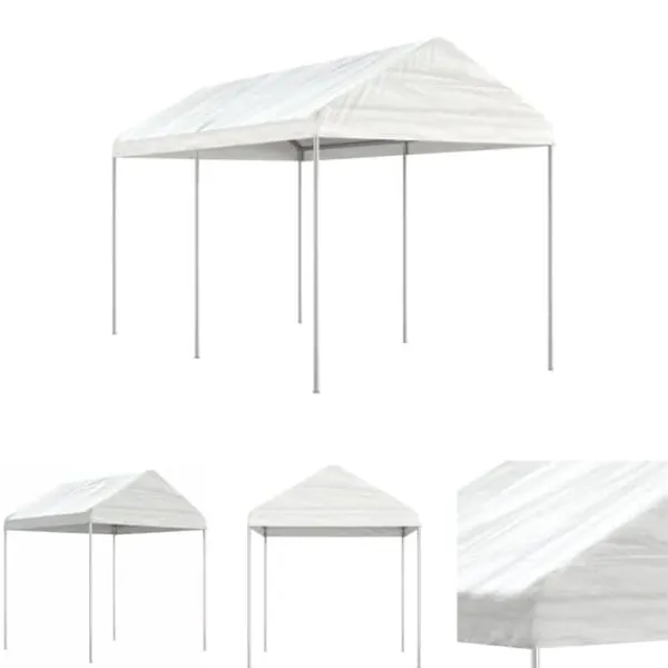 Telte & Lysthuse^The Living Store pavillon med tag 4,46x2,28x2,69 m polyethylen hvid - Festtelte & havepavilloner