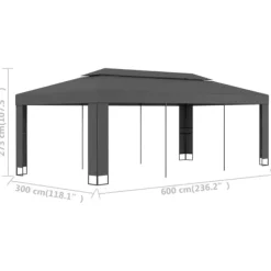 Hot The Living Store pavillon med dobbelttag 3x6 m antracitgrå - Festtelte & havepavilloner Telte & Lysthuse