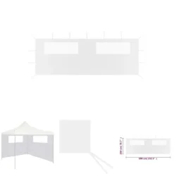 Telte & Lysthuse^The Living Store pavillonvæg med vinduer 6x2 m hvid - Festtelte & havepavilloner – tilbehør