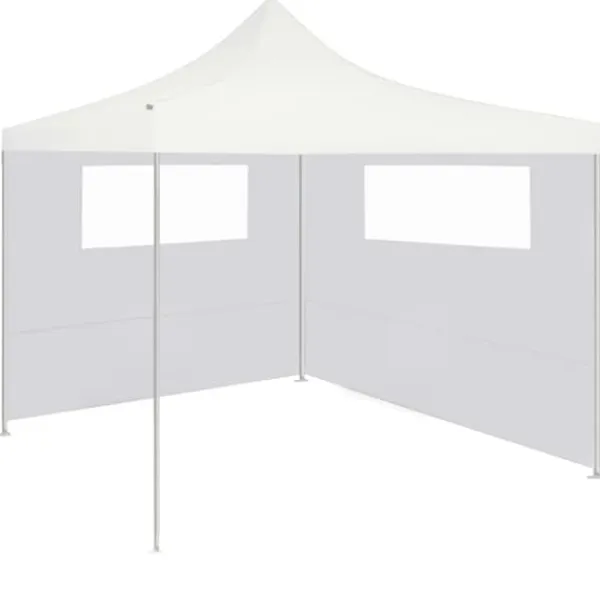 Telte & Lysthuse^The Living Store pavillonvæg med vinduer 6x2 m hvid - Festtelte & havepavilloner – tilbehør