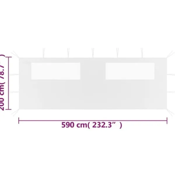 Telte & Lysthuse^The Living Store pavillonvæg med vinduer 6x2 m hvid - Festtelte & havepavilloner – tilbehør