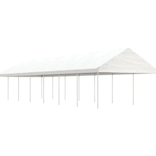 Clearance The Living Store pavillon med tag 15,61x4,08x3,22 m polyethylen hvid - Festtelte & havepavilloner Telte & Lysthuse