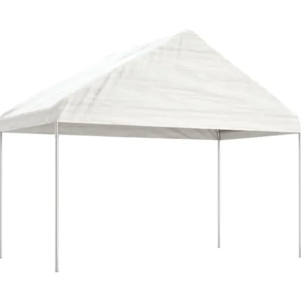 Clearance The Living Store pavillon med tag 15,61x4,08x3,22 m polyethylen hvid - Festtelte & havepavilloner Telte & Lysthuse