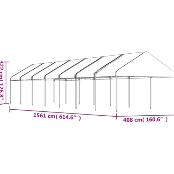 Clearance The Living Store pavillon med tag 15,61x4,08x3,22 m polyethylen hvid - Festtelte & havepavilloner Telte & Lysthuse
