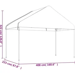 Clearance The Living Store pavillon med tag 15,61x4,08x3,22 m polyethylen hvid - Festtelte & havepavilloner Telte & Lysthuse