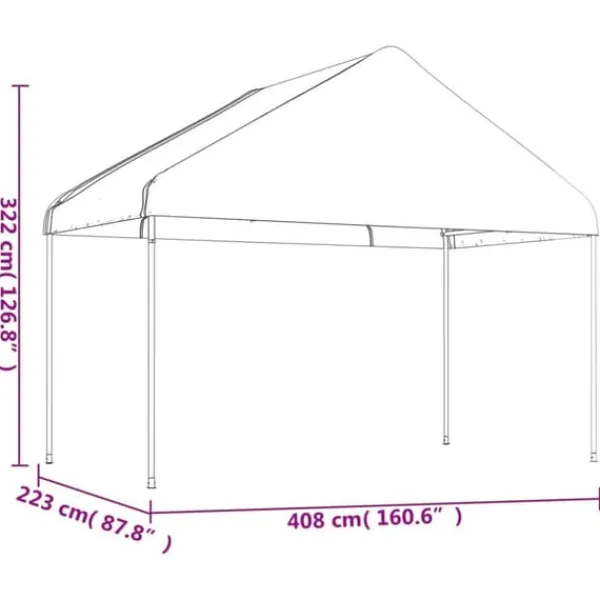 Clearance The Living Store pavillon med tag 15,61x4,08x3,22 m polyethylen hvid - Festtelte & havepavilloner Telte & Lysthuse