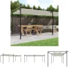 Buer, Spalier, Lysthuse Uden Tag^The Living Store pergola med sammenrulleligt tag 589x292x230 cm cremefarvet - Festtelte & havepavilloner