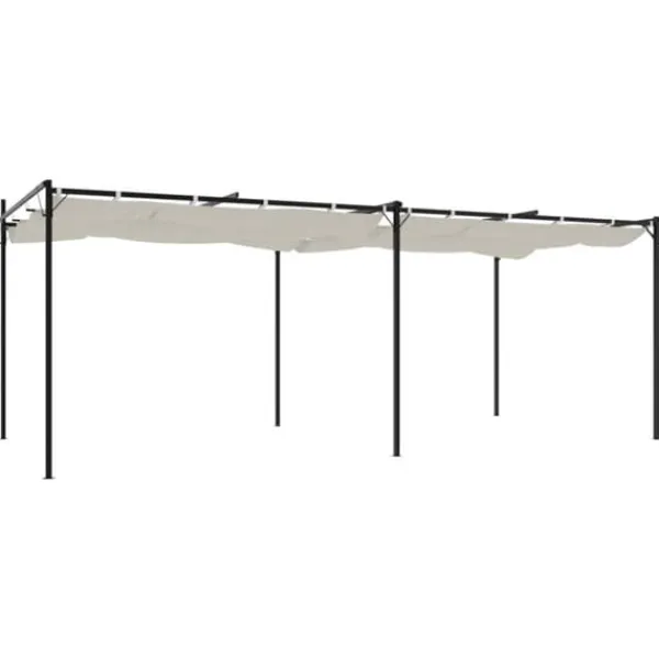 Buer, Spalier, Lysthuse Uden Tag^The Living Store pergola med sammenrulleligt tag 589x292x230 cm cremefarvet - Festtelte & havepavilloner