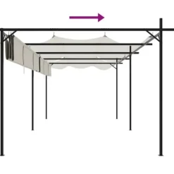 Buer, Spalier, Lysthuse Uden Tag^The Living Store pergola med sammenrulleligt tag 589x292x230 cm cremefarvet - Festtelte & havepavilloner