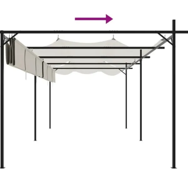 Buer, Spalier, Lysthuse Uden Tag^The Living Store pergola med sammenrulleligt tag 589x292x230 cm cremefarvet - Festtelte & havepavilloner