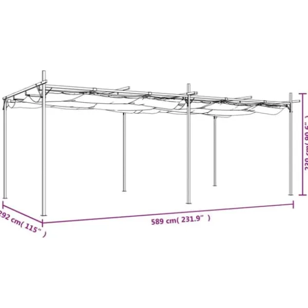 Buer, Spalier, Lysthuse Uden Tag^The Living Store pergola med sammenrulleligt tag 589x292x230 cm cremefarvet - Festtelte & havepavilloner