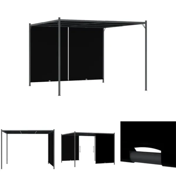 Buer, Spalier, Lysthuse Uden Tag^The Living Store pergola tilbagetrækkeligt tag 3x3 m antracitgrå - Havebuer, espalierer & pergolaer