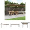 New The Living Store pergola med sammenrulleligt tag 589x292x230 cm gråbrun - Festtelte & havepavilloner Buer, Spalier, Lysthuse Uden Tag