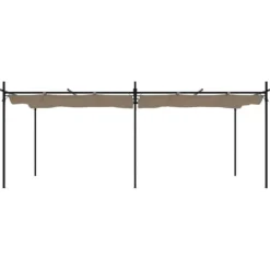 New The Living Store pergola med sammenrulleligt tag 589x292x230 cm gråbrun - Festtelte & havepavilloner Buer, Spalier, Lysthuse Uden Tag