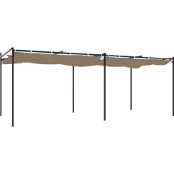 New The Living Store pergola med sammenrulleligt tag 589x292x230 cm gråbrun - Festtelte & havepavilloner Buer, Spalier, Lysthuse Uden Tag